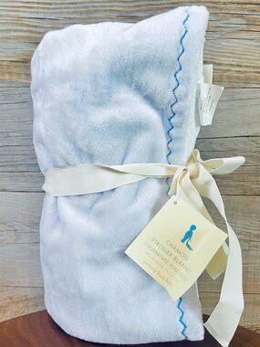 NWT 🆕 Pottery Barn Ultra Soft Chamois Blue Blanket; travel, baby, pets, & more✨